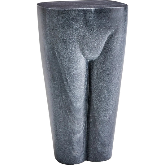Femme Stool by Global Views in black marble. Made from bheslana black marble in a unique style.