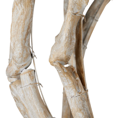 Driftwood Whitewash Orb Chandelier by Currey and Company in whitewashed driftwood. Made from driftwood, wrought iron in a cottage & farmhouse style.