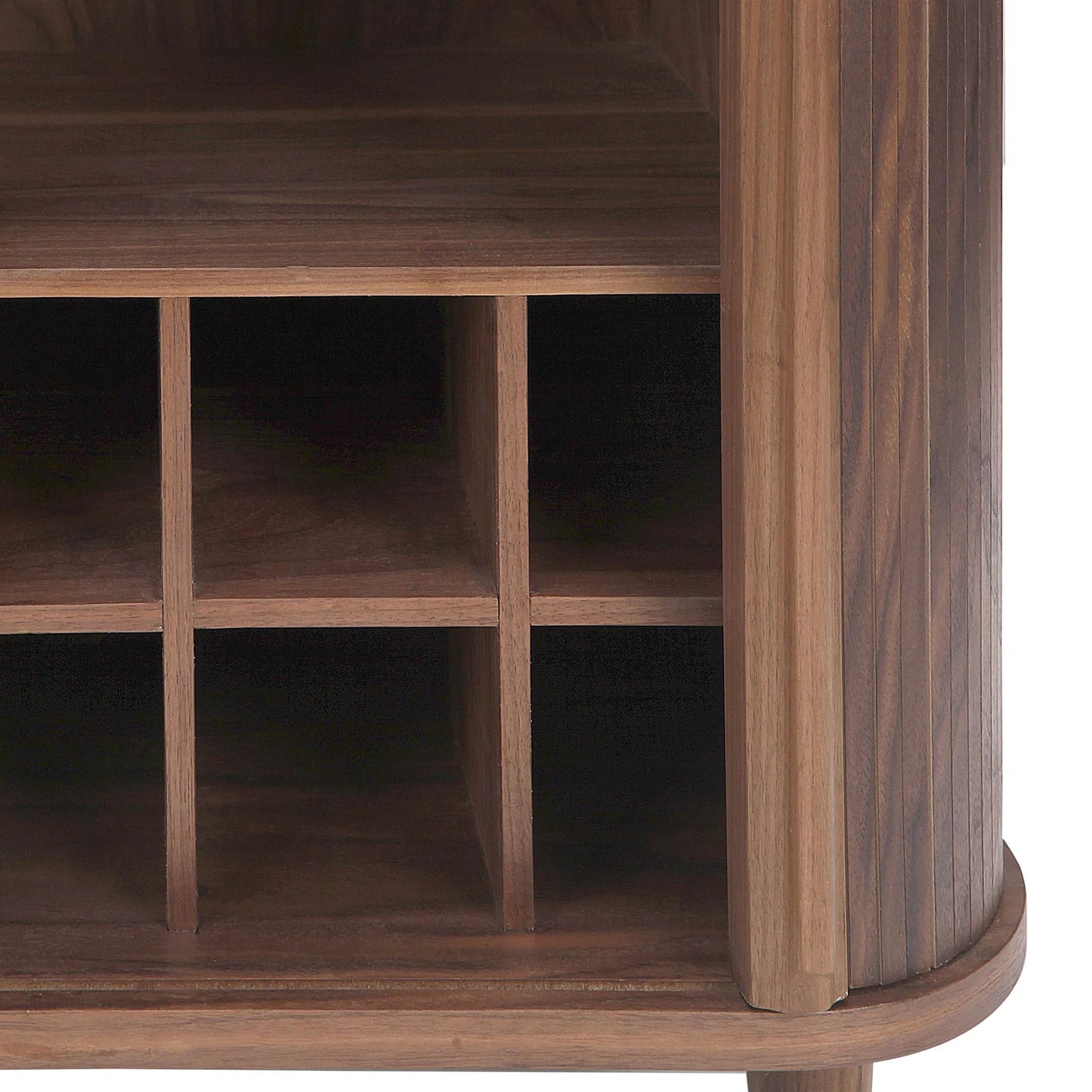 024 SI-2446301 | Closeup | Orleans Wine Cabinet by Global Views in walnut veneer. Made from walnut wood, engineered wood, wood in a traditional style.