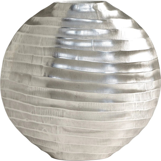 Chased Oval Vase by Global Views. Made from aluminum in a modern style.