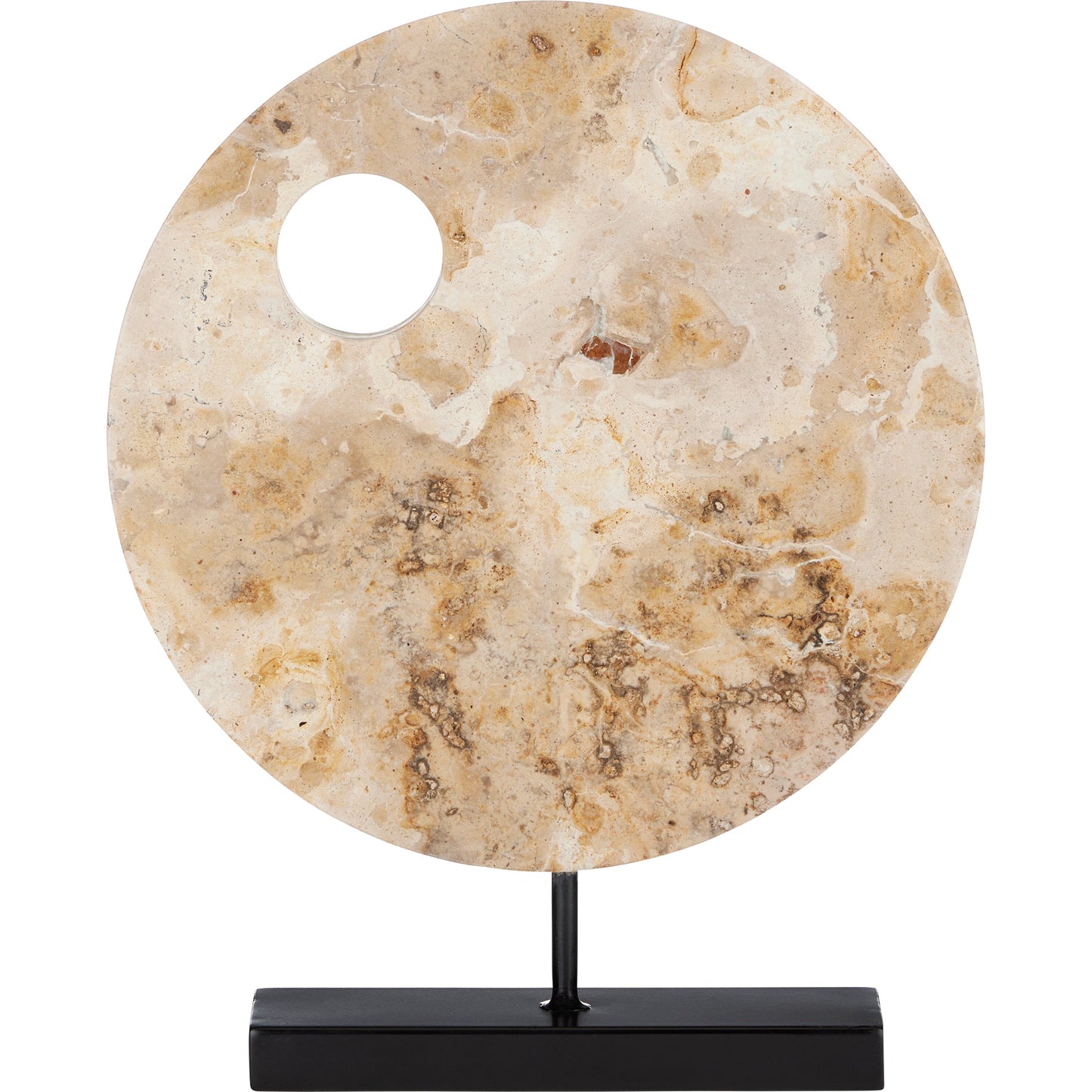 003 SI-2134122 | Closeup | Wes Marble Disc by Currey and Company in natural, black. Made from stone, iron in a modern style.