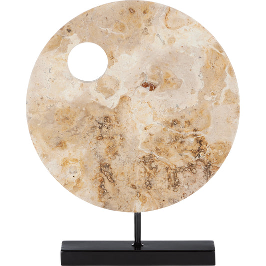 Wes Marble Disc by Currey and Company in natural, black. Made from stone, iron in a modern style.