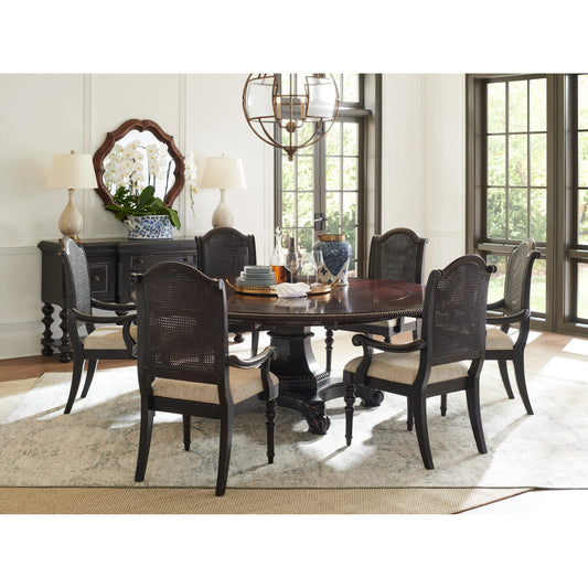 Isla Verde Arm Chair by Tommy Bahama Home in brown and tamarind. Made from mahogany, fabric in a unique style.