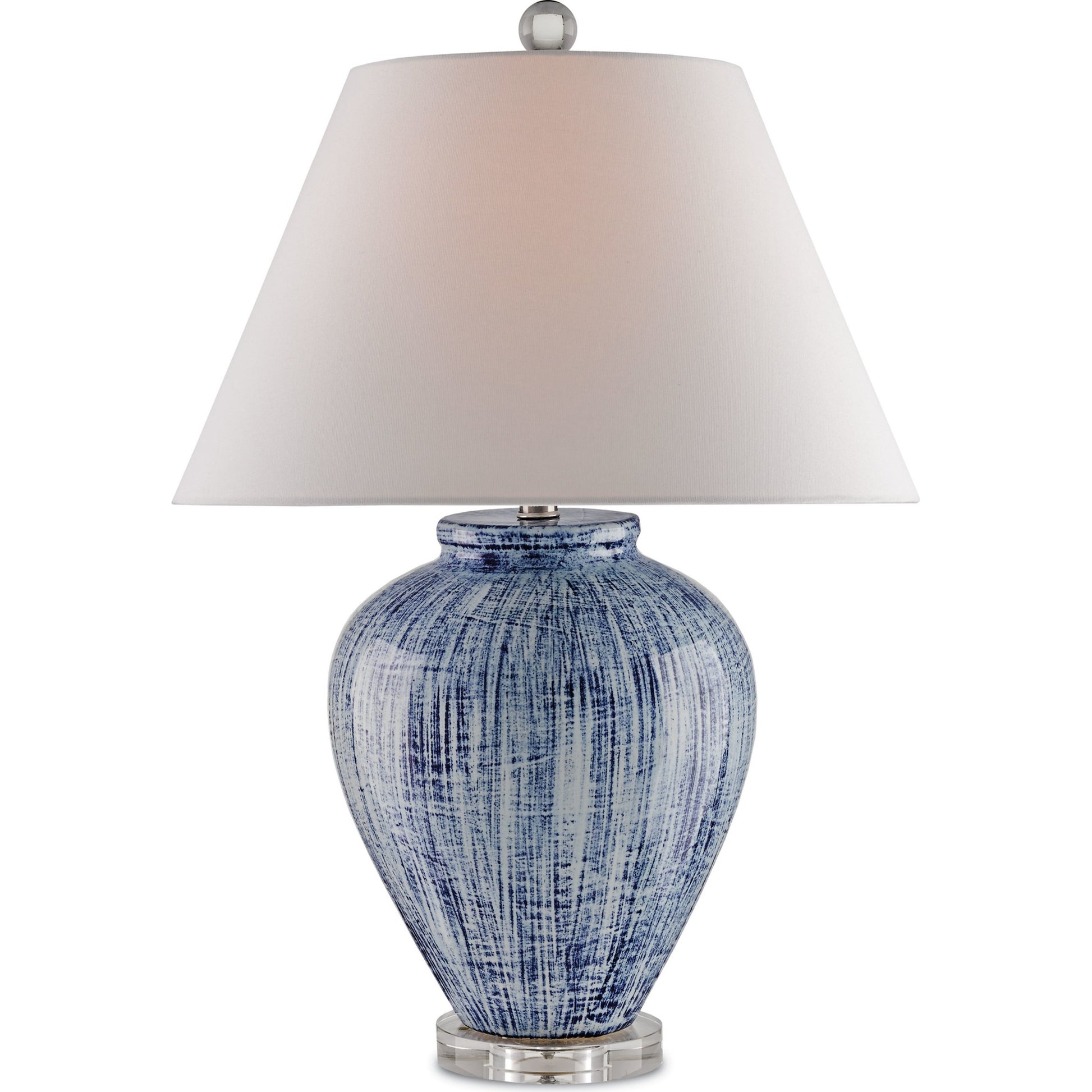 Malaprop Table Lamp by Currey and Company in blue, white. Made from ceramic, acrylic in a coastal style.