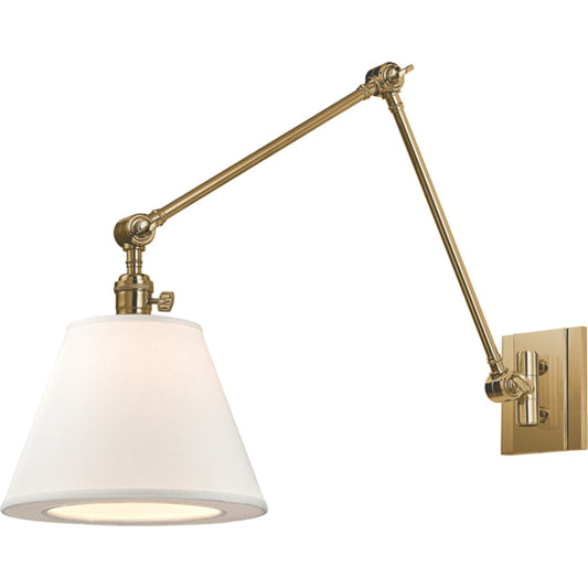 Hillsdale Swing Arm Wall Sconce by Hudson Valley. Made from brass in a transitional style.