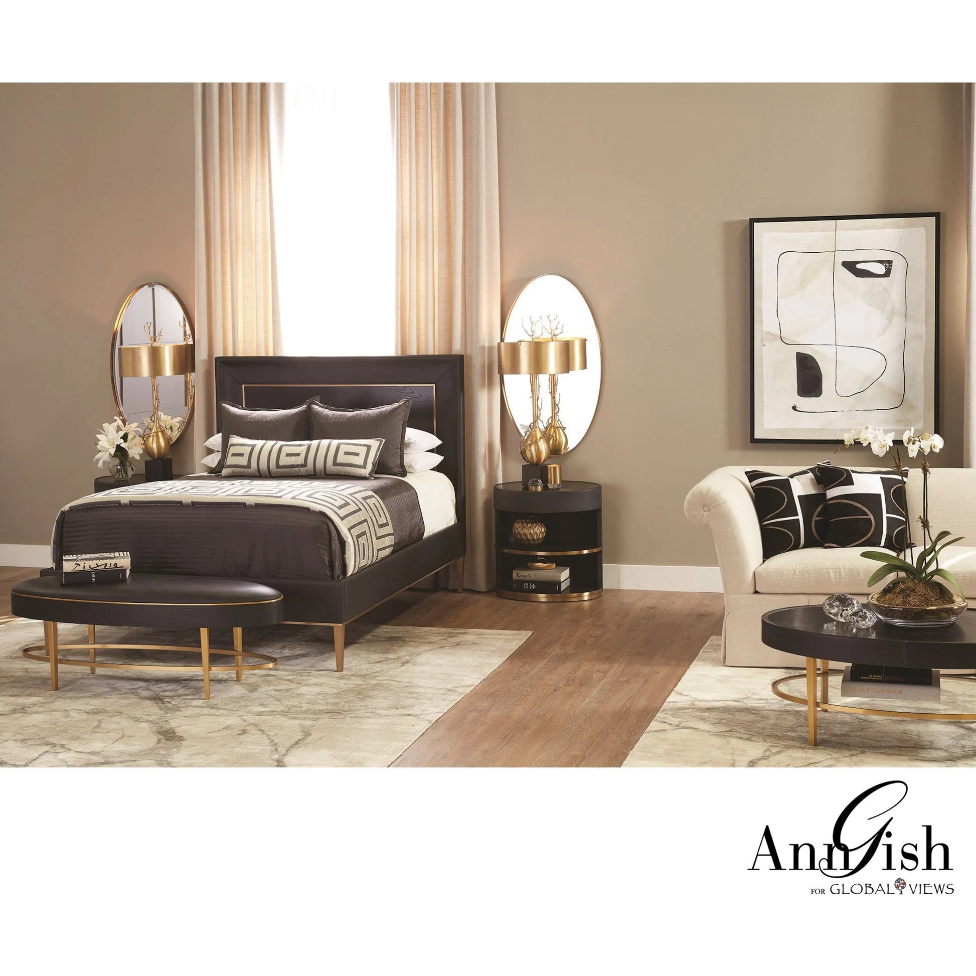 Ellipse Bed by Global Views in black. Made from unique in a transitional style.