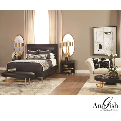 Ellipse Bed by Global Views in black. Made from unique in a transitional style.