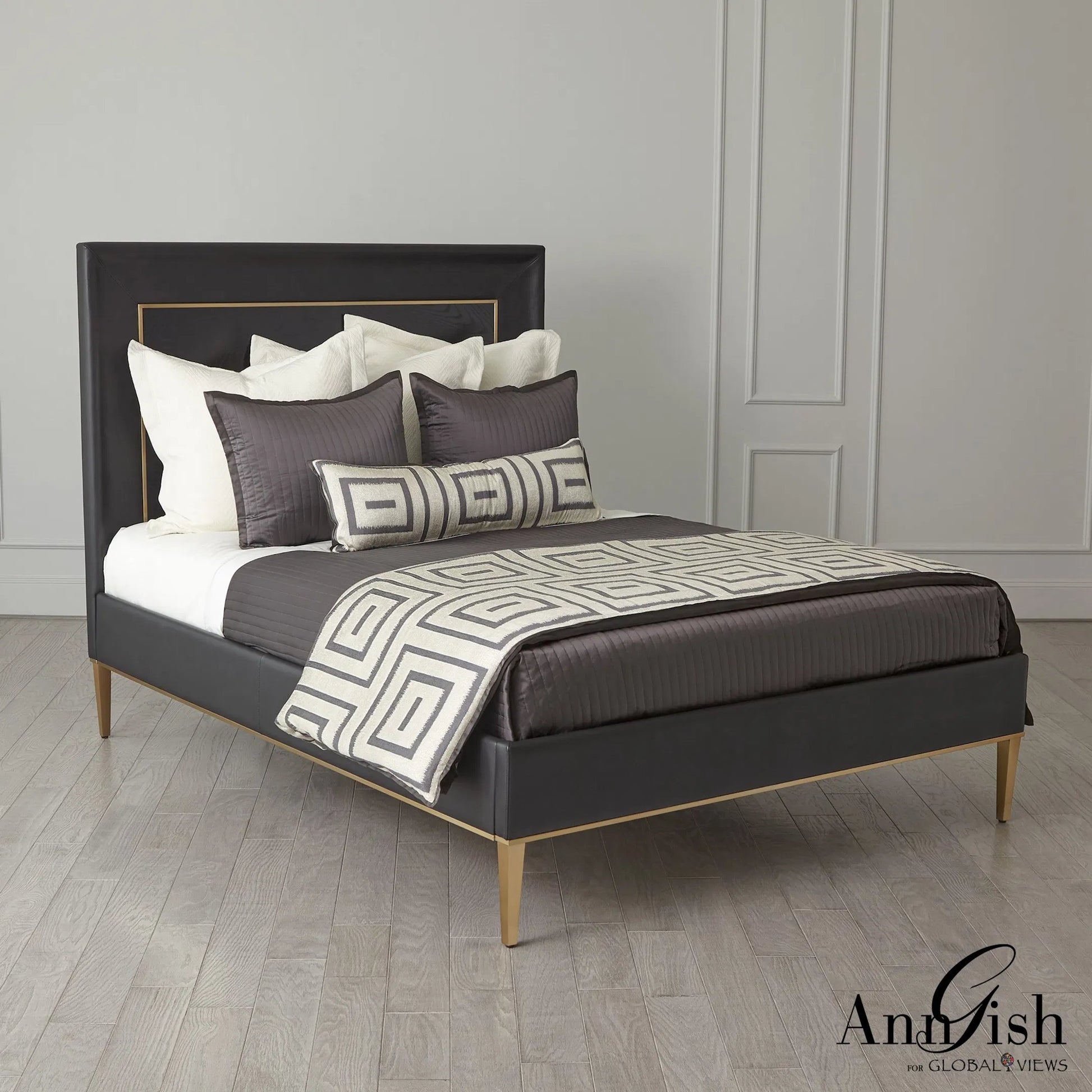 Ellipse Bed by Global Views in black. Made from unique in a transitional style.