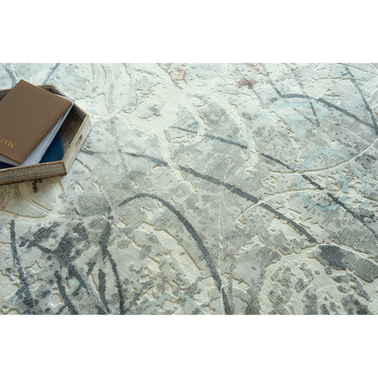 Gianni Rug by Exquisite Rugs in gray, silver, rust. Made from wool, bamboo silk in a unique style.