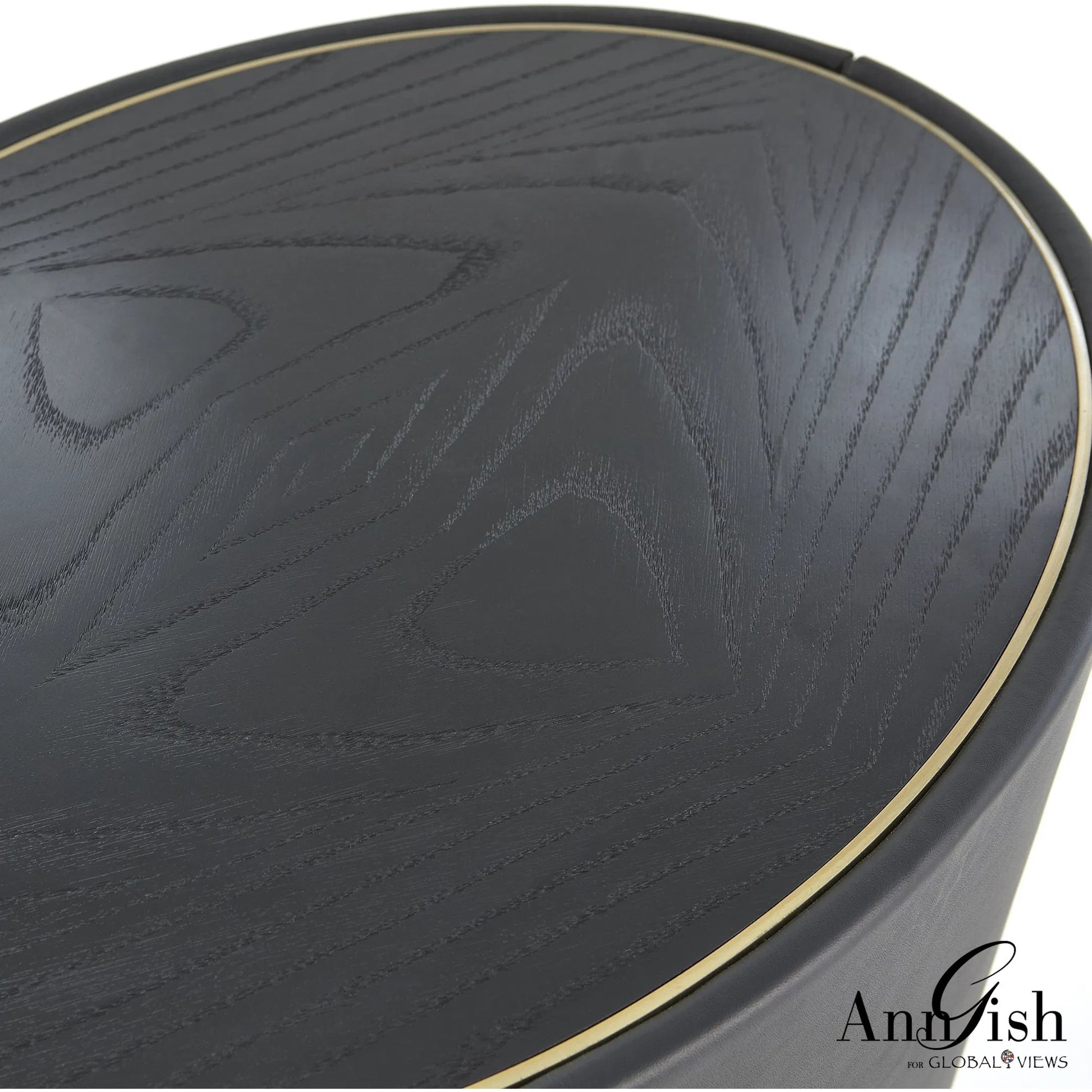 Ellipse Bedside Cabinet by Global Views in black. Made from poplar, oak, black lacquer in a modern style.