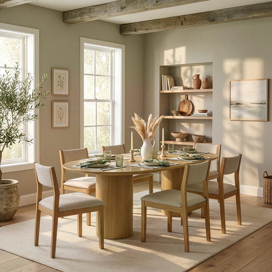 Coral Dining Table by Butler Specialty Company. Made from white oak veneer, mdf, rubberwood in a unique style.