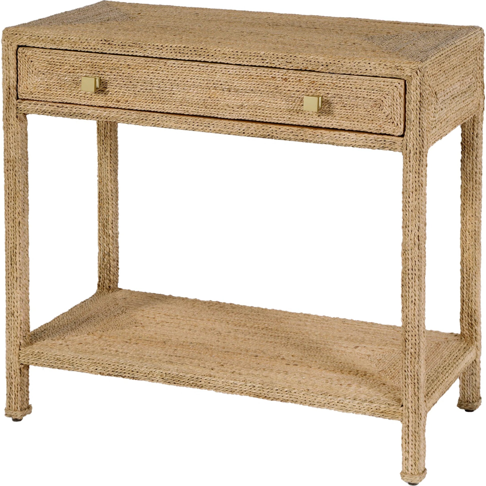 Como Console Table by Butler Specialty Company in natural and natural rattan. Made from banana leaf, mixed wood, plywood in a unique style.