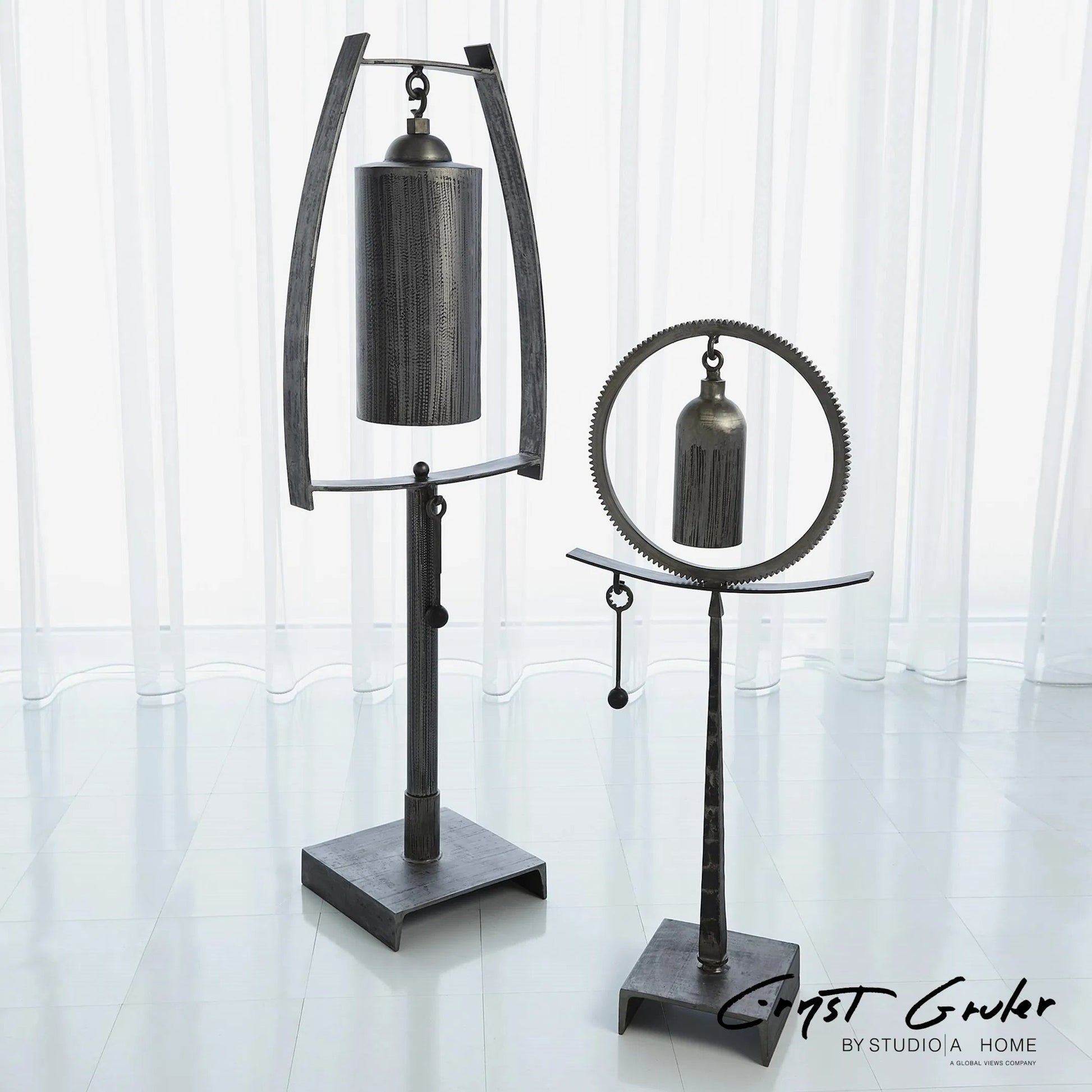 Spring Top Sound Sculpture by Global Views. Made from iron in a eclectic & global style.