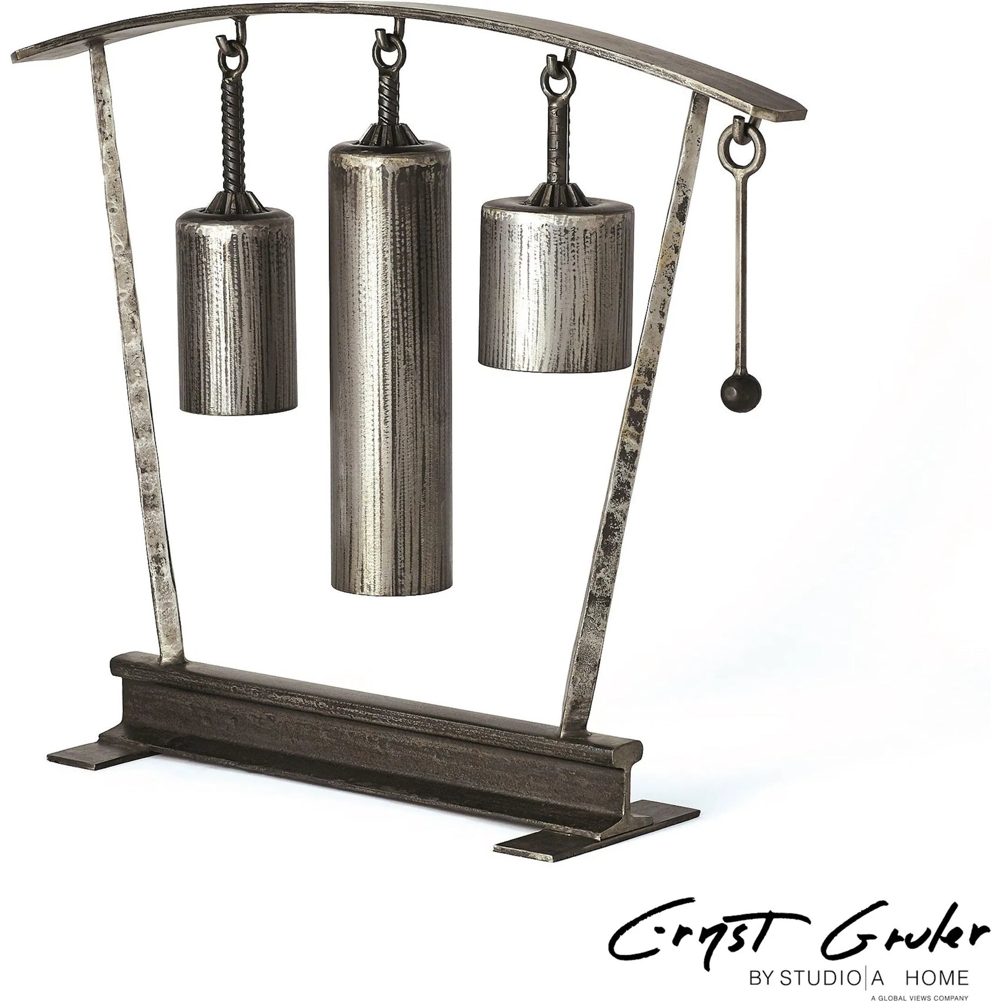 Three Tone Rail Sound Sculpture by Global Views in natural iron. Made from iron in a eclectic & global style.