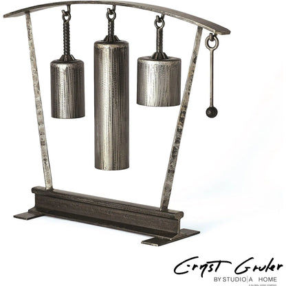 Three Tone Rail Sound Sculpture by Global Views in natural iron. Made from iron in a eclectic & global style.