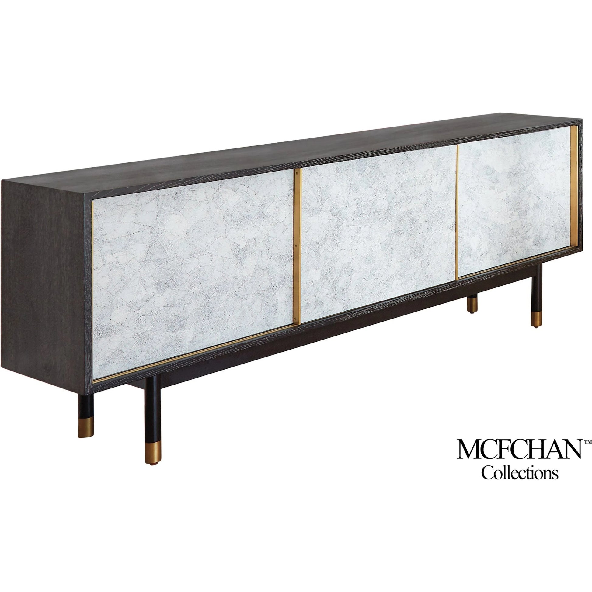 Ostara Media Cabinet by Global Views in acacia, oak. Made from beech, mdf, brass sabots, egg shell in a modern style.