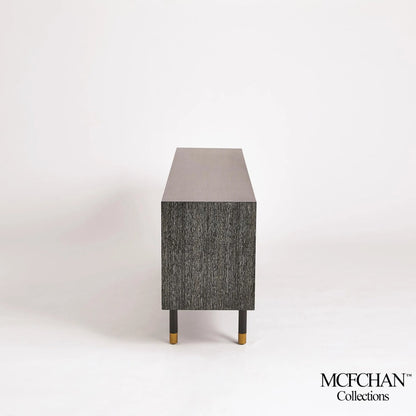 Ostara Media Cabinet by Global Views in acacia, oak. Made from beech, mdf, brass sabots, egg shell in a modern style.