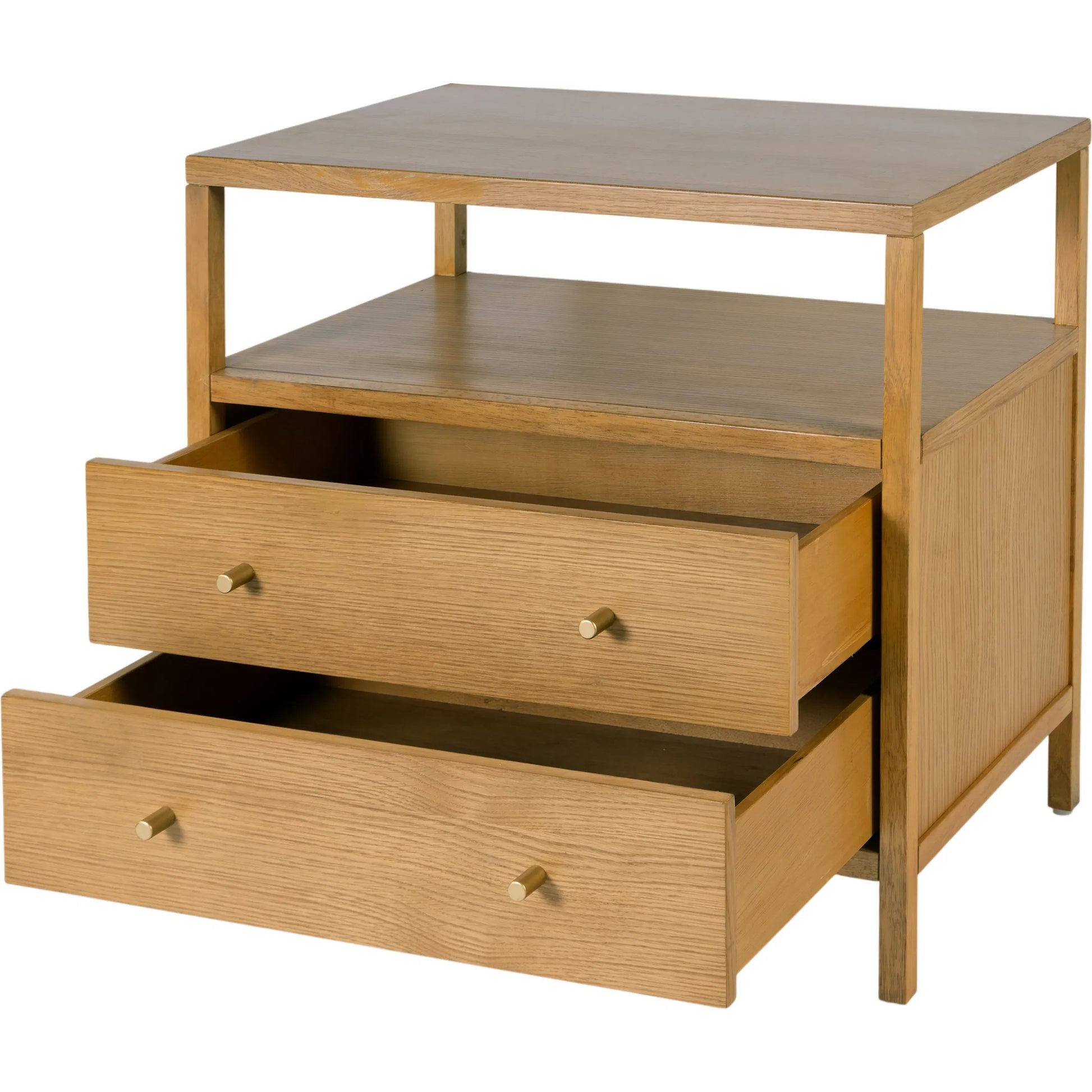 Mendel Nightstand by Butler Specialty Company. Made from white oak veneer, rubberwood, laminated veneer lumber, plywood in a traditional style.