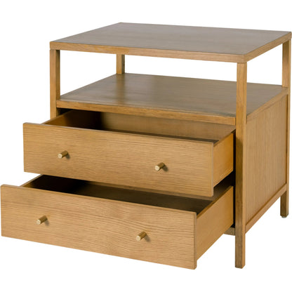 Mendel Nightstand by Butler Specialty Company. Made from white oak veneer, rubberwood, laminated veneer lumber, plywood in a traditional style.