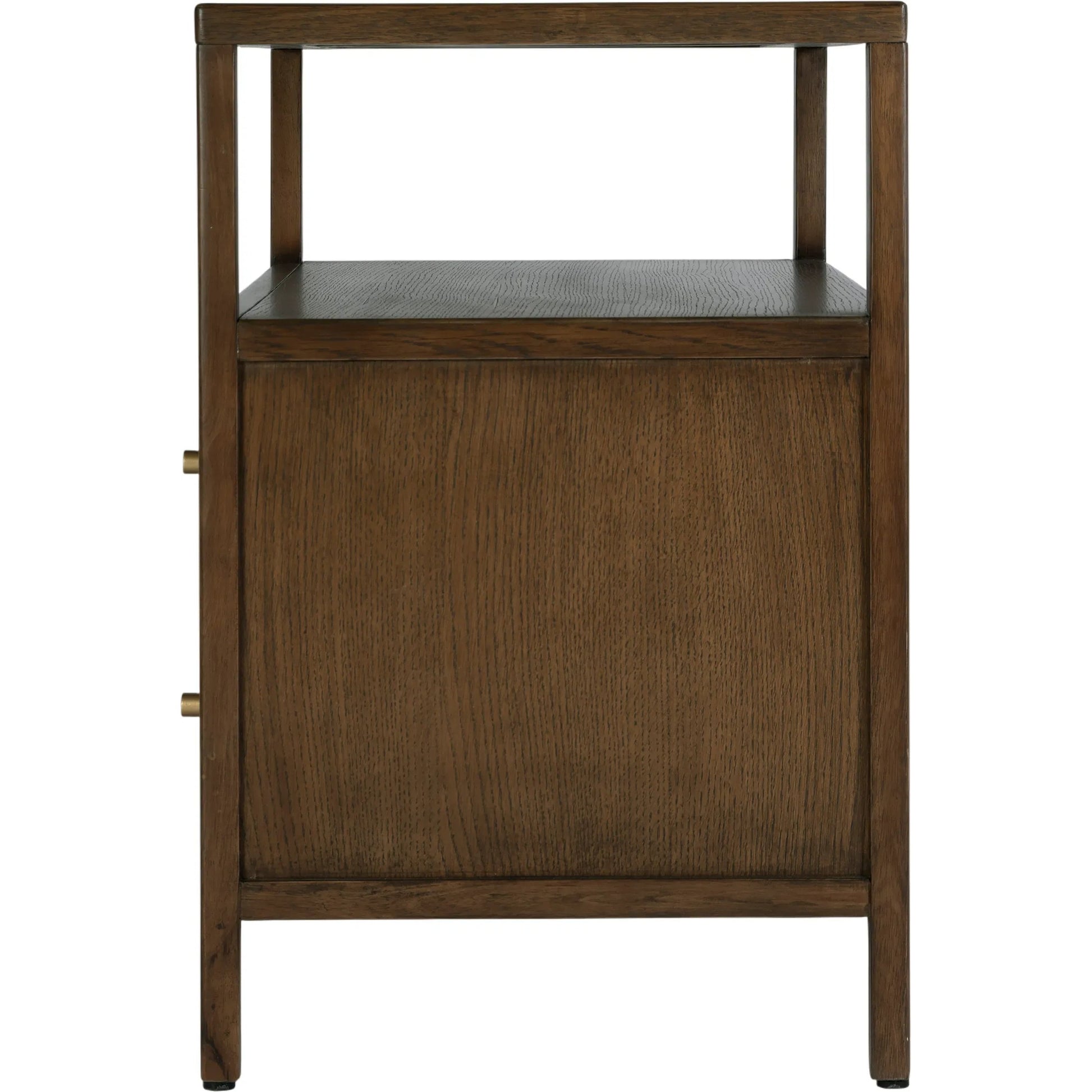 Mendel Nightstand by Butler Specialty Company in walnut. Made from white oak veneer, rubberwood, laminated veneer lumber, plywood in a traditional style.