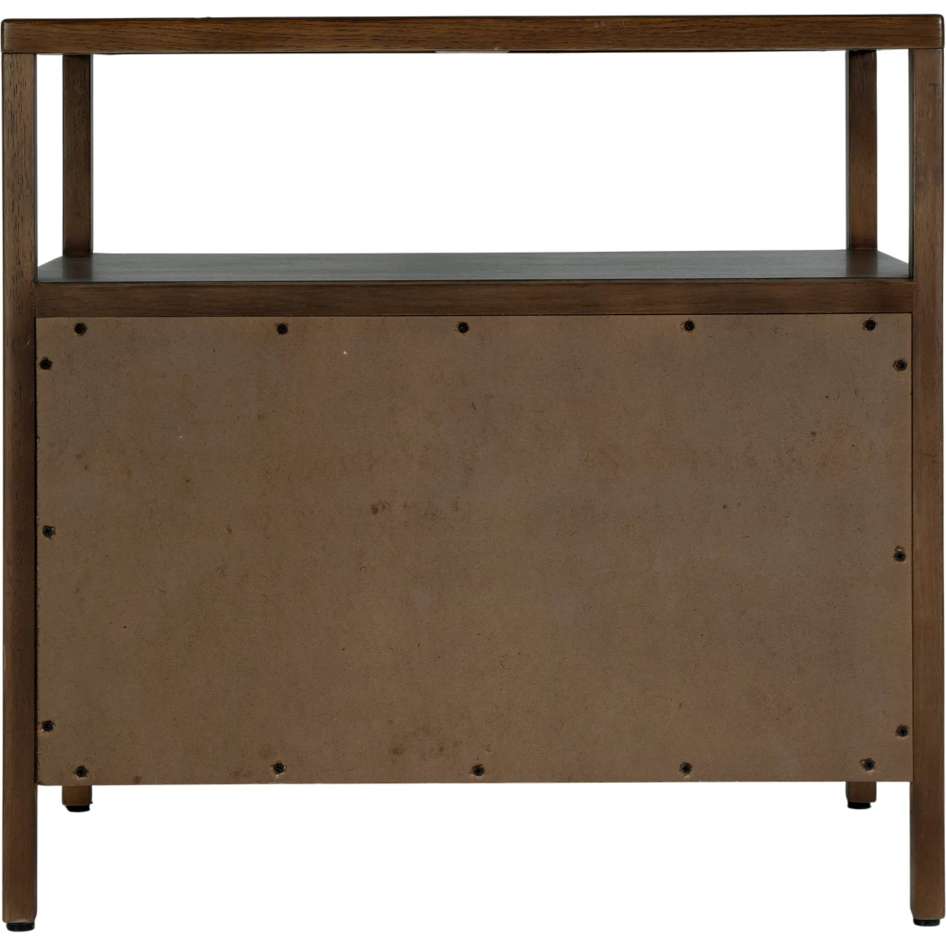 Mendel Nightstand by Butler Specialty Company in walnut. Made from white oak veneer, rubberwood, laminated veneer lumber, plywood in a traditional style.