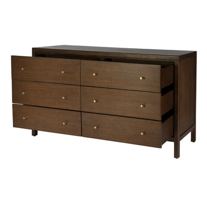 Mendel Dresser by Butler Specialty Company in walnut. Made from white oak veneer, rubberwood, laminated veneer lumber, plywood in a traditional style.