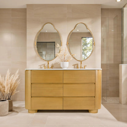 Genoa Bathroom Vanity by Butler Specialty Company in light oak. Made from mdf, eucalyptus, pine, plywood, composite wood, quartz, ceramic in a transitional style.