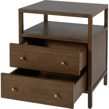 Mendel Nightstand by Butler Specialty Company. Made from white oak veneer, rubberwood, laminated veneer lumber, plywood in a traditional style.