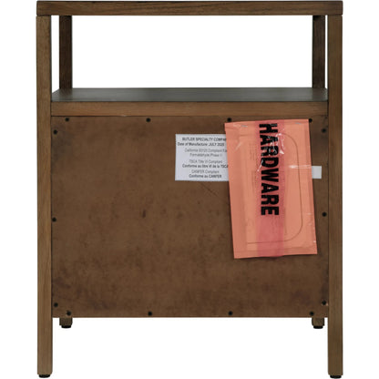 Mendel Nightstand by Butler Specialty Company. Made from white oak veneer, rubberwood, laminated veneer lumber, plywood in a traditional style.