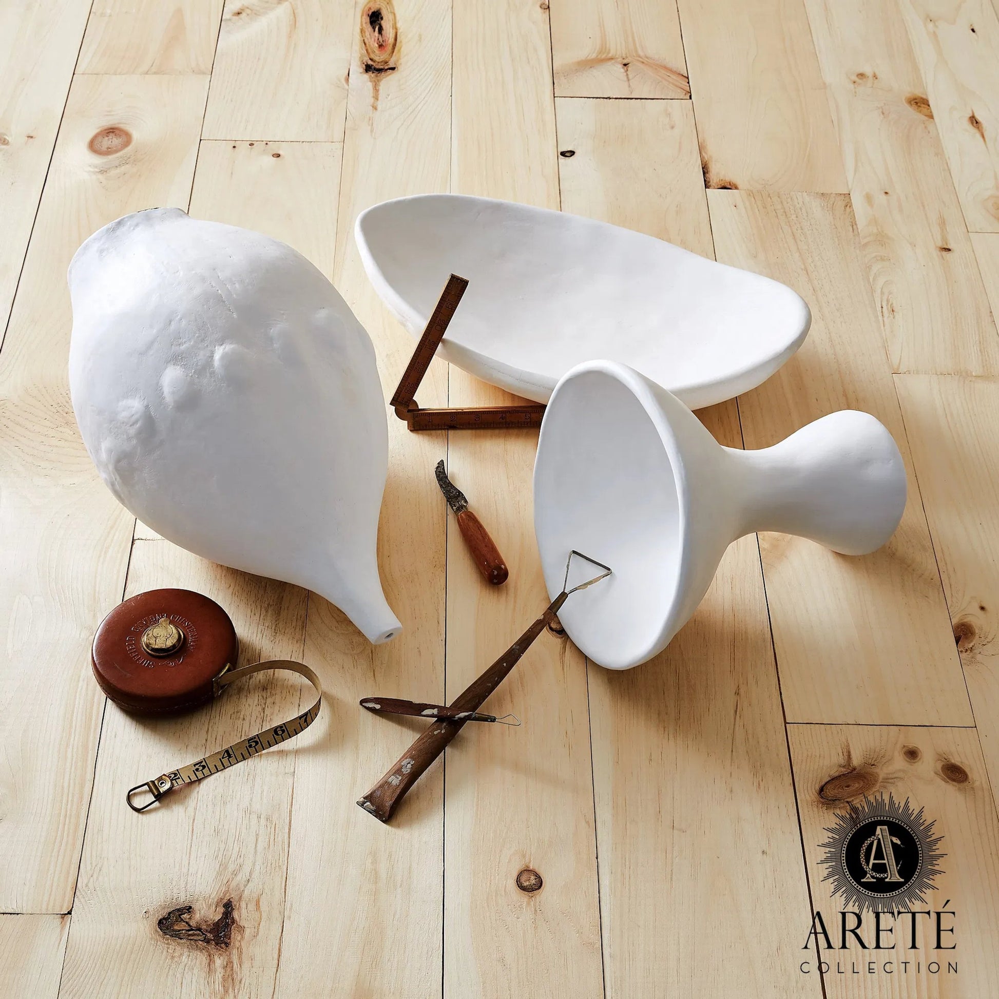 Modernist Chic Vase by Global Views in white. Made from plaster in a eclectic & global style.