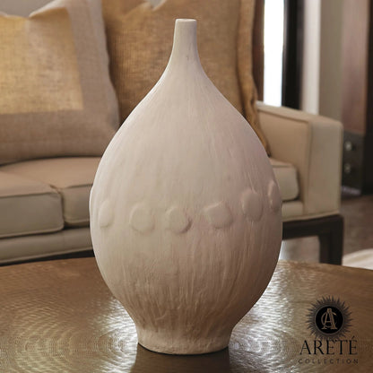 Modernist Chic Vase by Global Views in white. Made from plaster in a eclectic & global style.