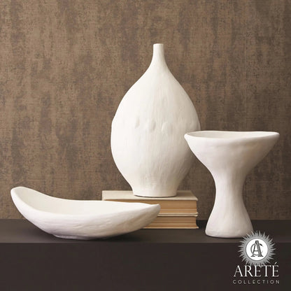 Modernist Chic Vase by Global Views in white. Made from plaster in a eclectic & global style.