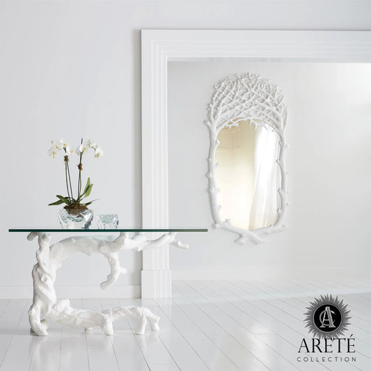 Twisted Juniper Console by Global Views in red and matte white. Made from unique in a modern style.