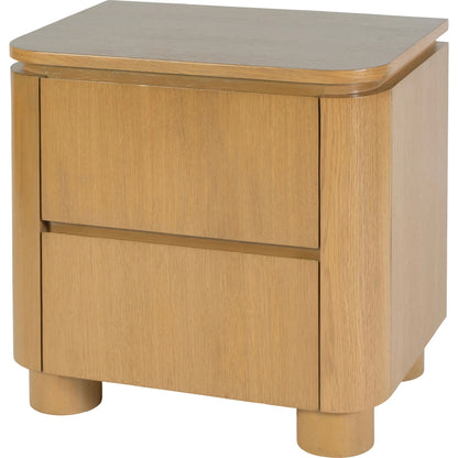 Genoa Nightstand by Butler Specialty Company in light oak. Made from white oak veneer, particle board, rubberwood, laminated veneer lumber, plywood, mdf in a transitional style.