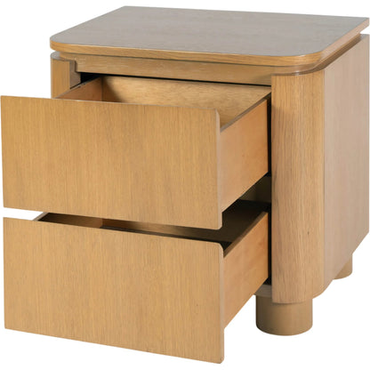 Genoa Nightstand by Butler Specialty Company in light oak. Made from white oak veneer, particle board, rubberwood, laminated veneer lumber, plywood, mdf in a transitional style.