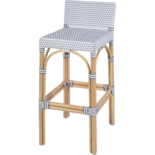 Serienna Bar Stool by Butler Specialty Company. Made from rattan, polyurethane synthetic rattan in a unique style.
