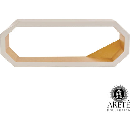 Facet Console by Global Views in gold leaf, polyurethane lacquer inner wood, ivory, polyurethane lacquer outer wood. Made from mdf, pine in a modern style.
