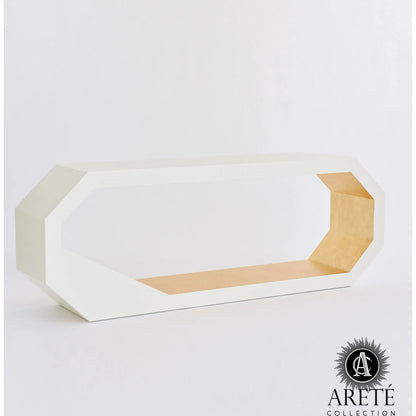 Facet Console by Global Views in gold leaf, polyurethane lacquer inner wood, ivory, polyurethane lacquer outer wood. Made from mdf, pine in a modern style.