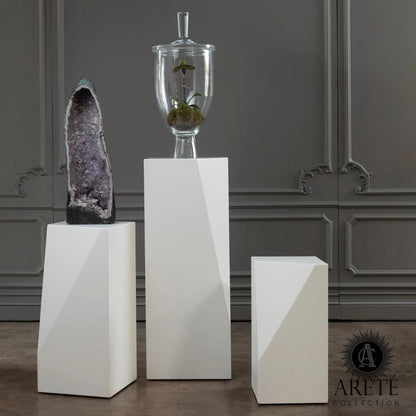 Facet Pedestal by Global Views in ivory. Made from unique in a modern style.