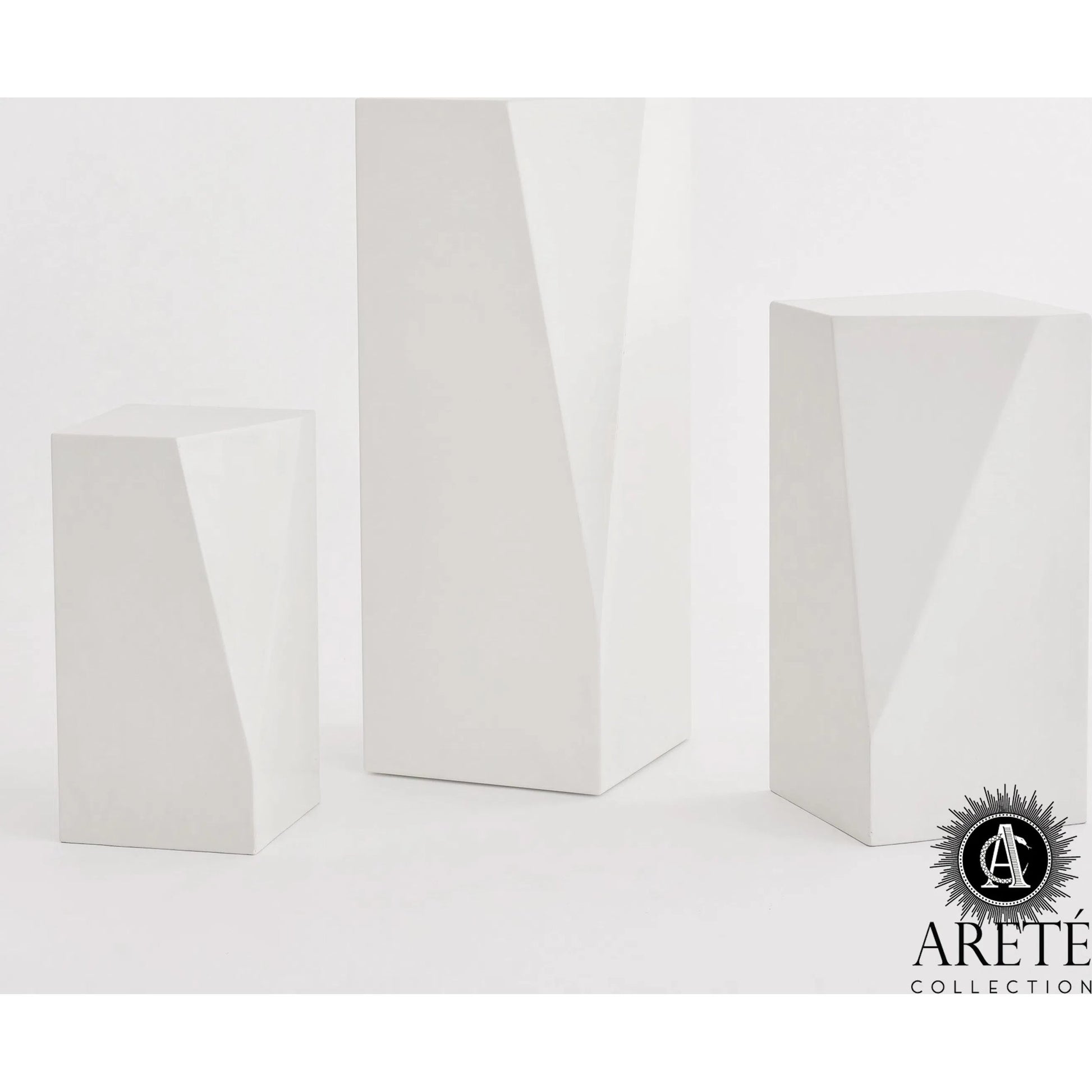 Facet Pedestal by Global Views in ivory. Made from unique in a modern style.