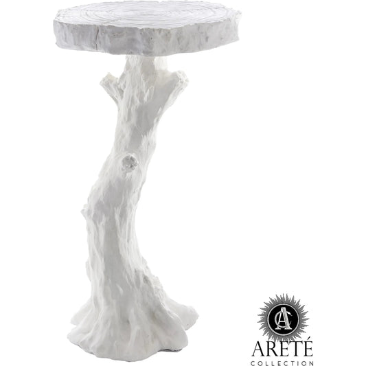 Faux Bois Table by Global Views in white. Made from plaster in a modern style.