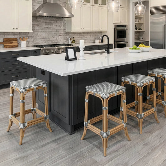Laguna Counter Stool by Butler Specialty Company. Made from rattan, polyurethane synthetic rattan in a unique style.