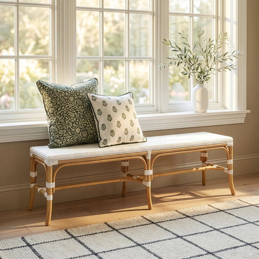 Laguna Bench by Butler Specialty Company. Made from rattan, polyurethane synthetic rattan in a unique style.