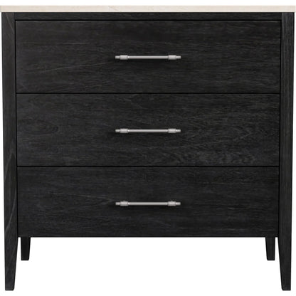 Averly Chest of Drawers by Butler Specialty Company in black and washed black. Made from mindi wood, mindi veneer, mdf, marble in a unique style.