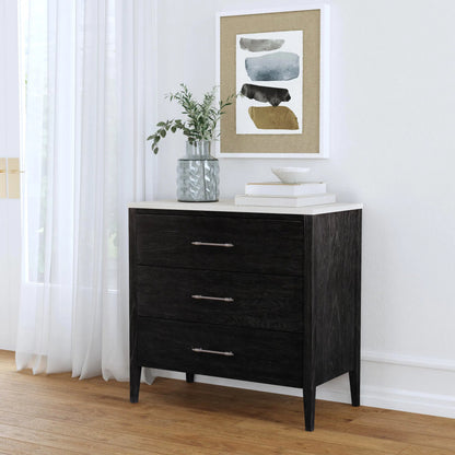 Averly Chest of Drawers by Butler Specialty Company in black and washed black. Made from mindi wood, mindi veneer, mdf, marble in a unique style.