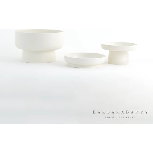 Encircle Low Bowl by Global Views in chalk. Made from ceramic in a coastal style.