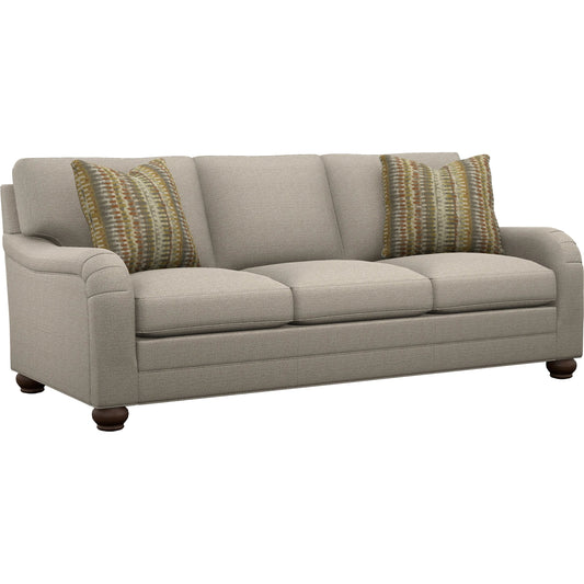Bristol Sofa by Lexington in light brown and brown. Made from mahogany, fabric in a unique style.