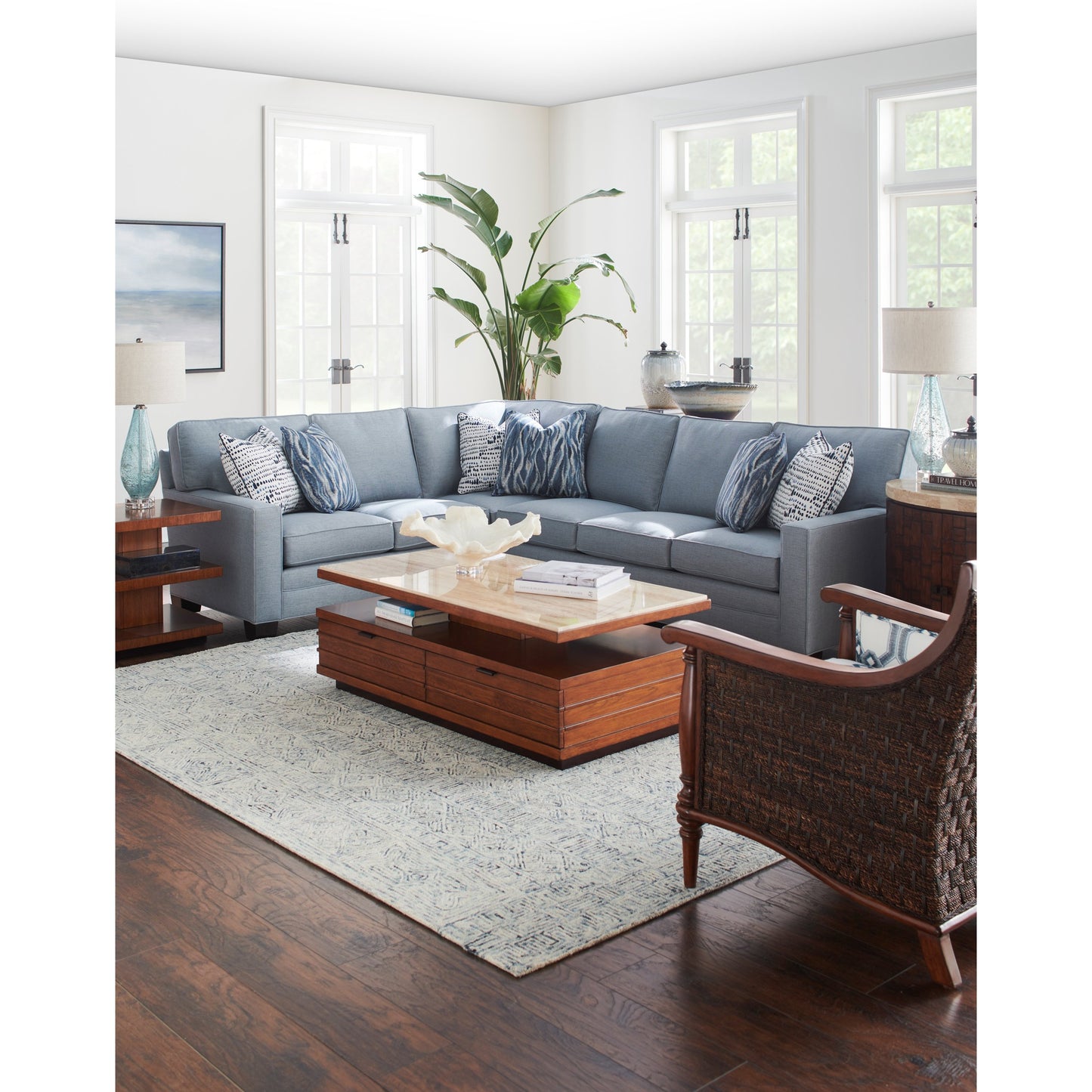 011 SR-836444 | Lifestyle | Solstice Cocktail Table by Tommy Bahama Home. Made from unique in a coastal style.
