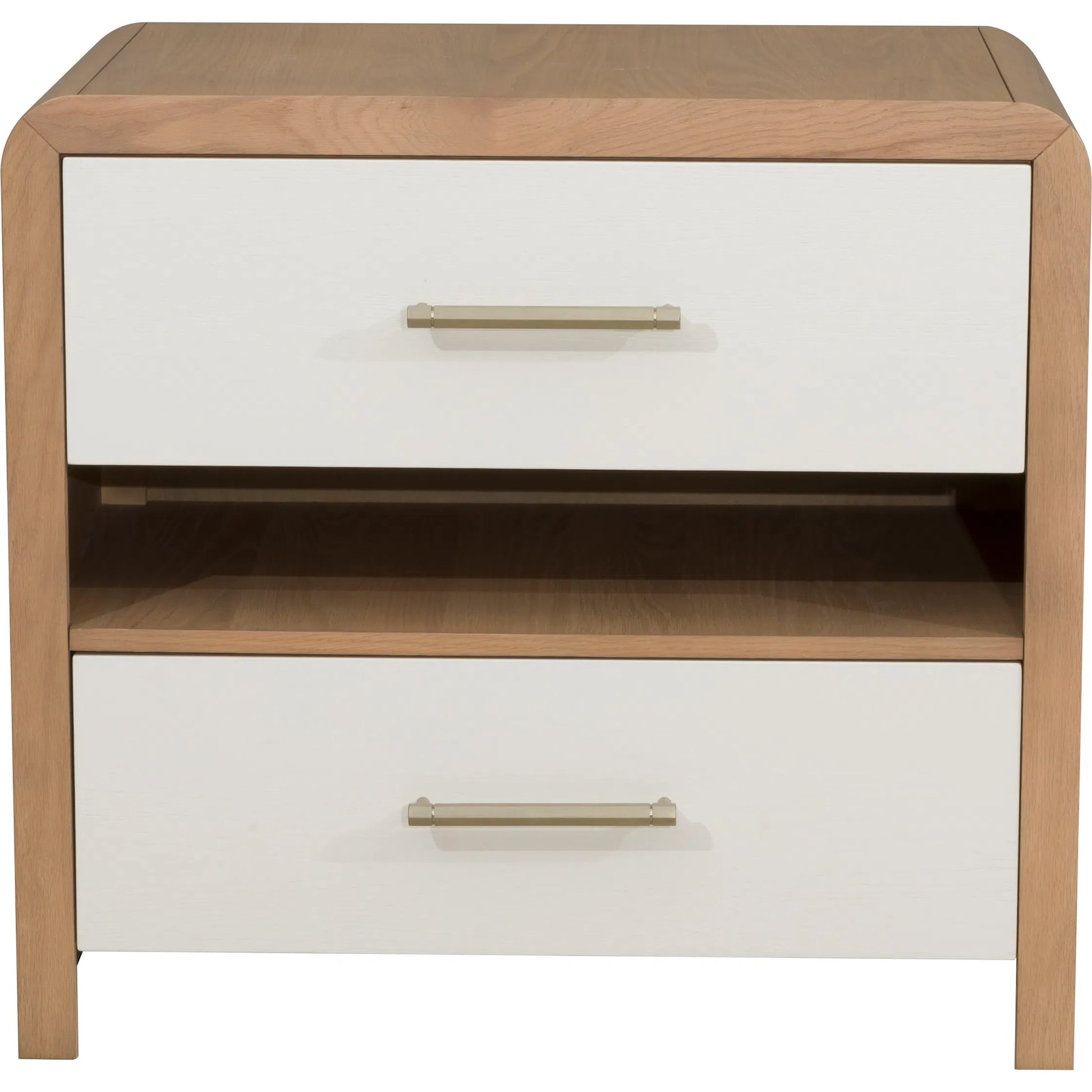 Libby Langdon 2 Drawer Brentwood Nightstand by Fairfield Chair in tan and wheaton. Made from red oak solids, veneers in a unique style.