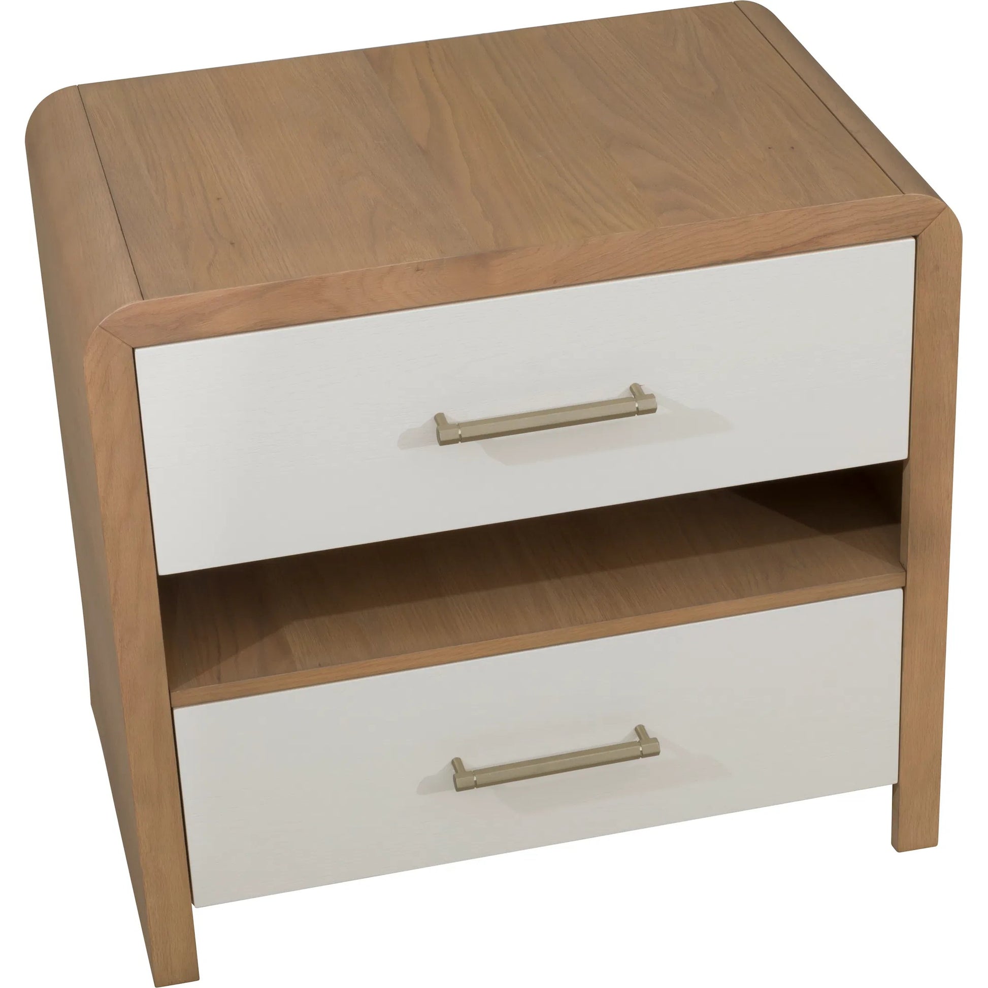 Libby Langdon 2 Drawer Brentwood Nightstand by Fairfield Chair in tan and wheaton. Made from red oak solids, veneers in a unique style.